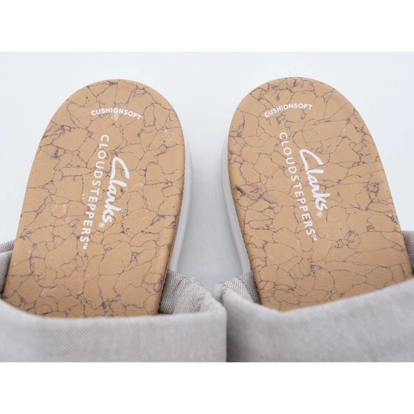 Clarks Sandals Womens 11 Gray Fabric Slides Open To Eliza Skip Platform Open Toe - Picture 8 of 12